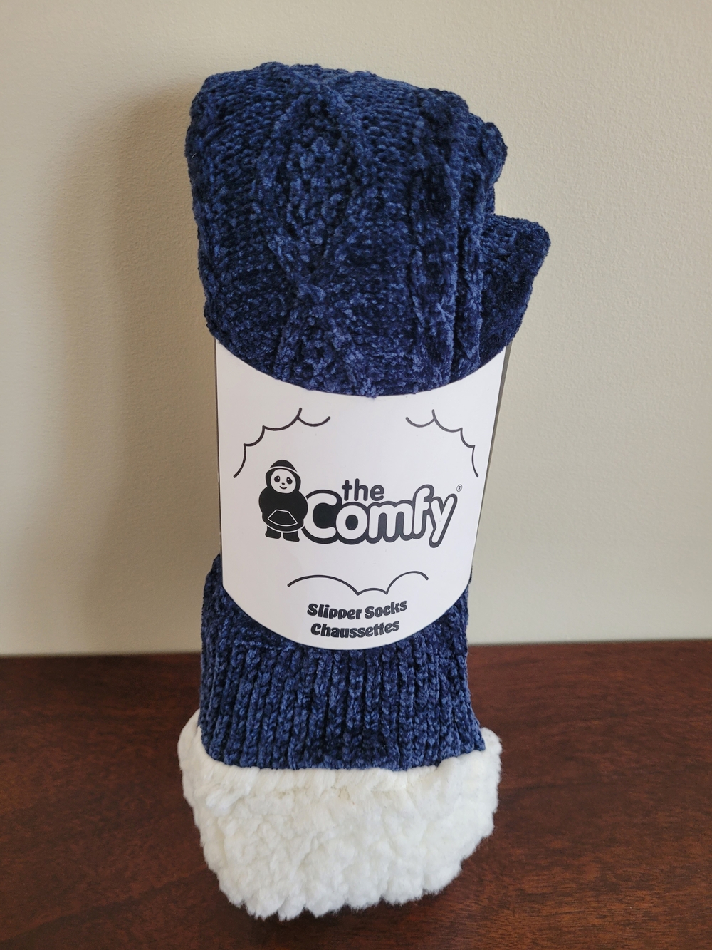 Brand New Women's The Comfy Navy Blue Plush Slipper Socks